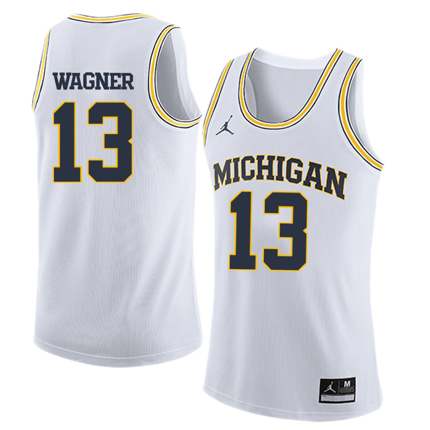 Men Jordan University of Michigan Basketball White #13 Wagner Customized NCAA Jerseys->customized ncaa jersey->Custom Jersey